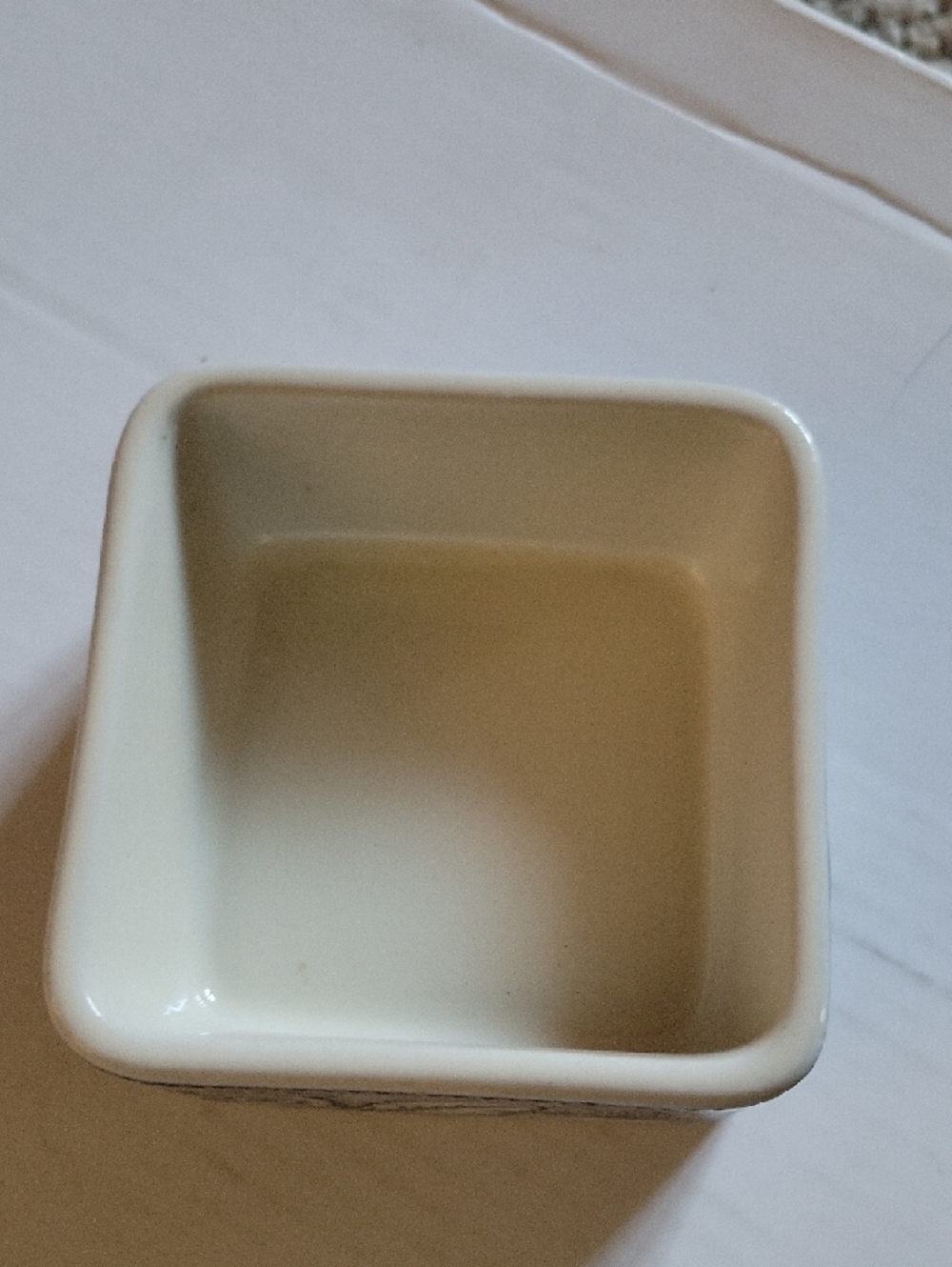 Blue Floral Ceramic Square Bowl - White and Blue - Picture 3 of 3